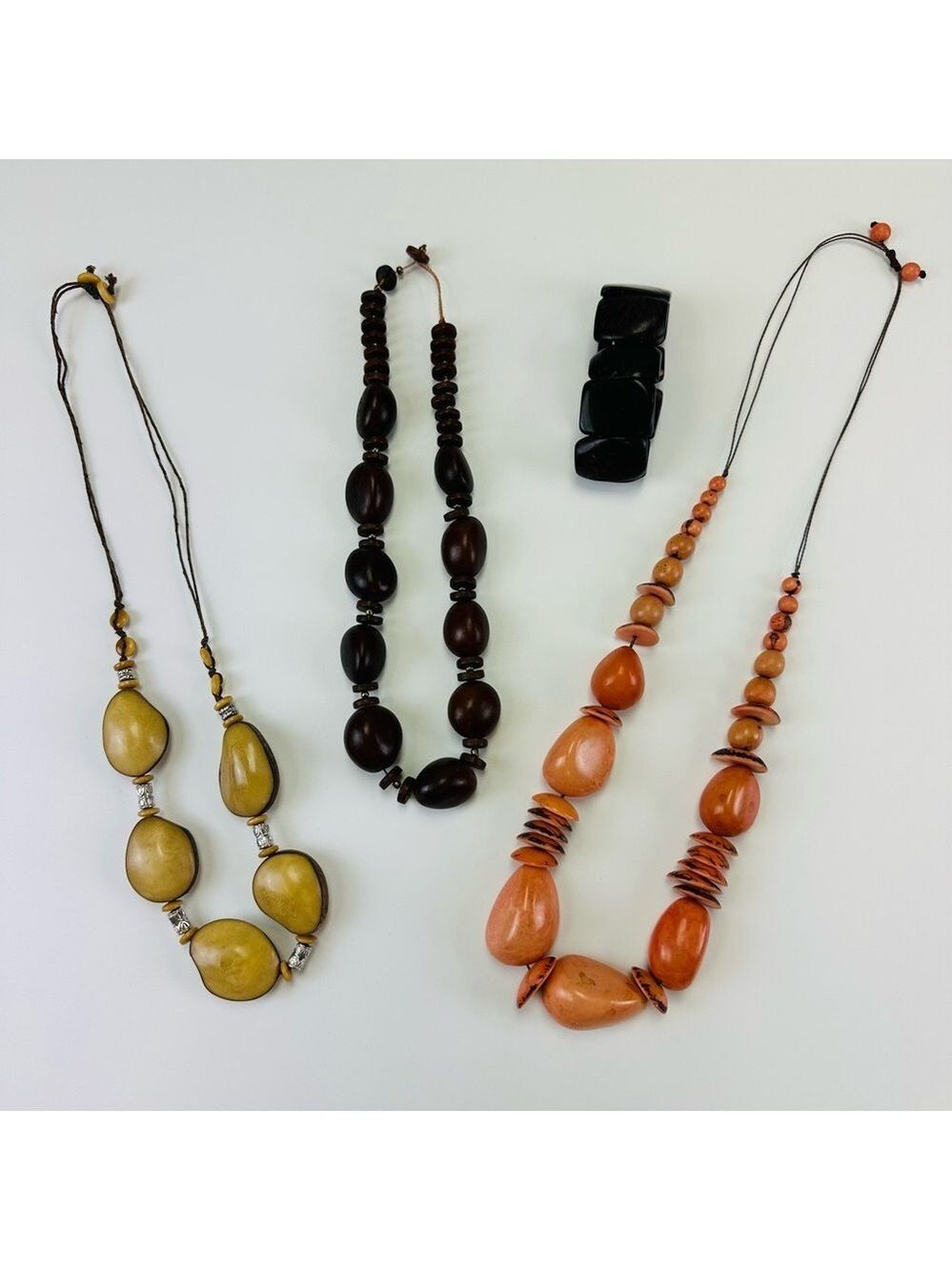 Tagua Necklace Bundle of 3 stretch bracelet Global Ethnic Natural Eco-Friendly